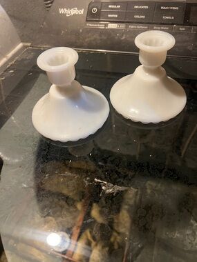 Vintage White Ceramic Candle Holders